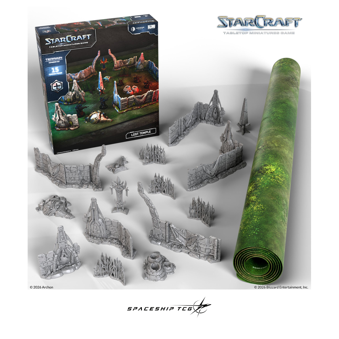 Starcraft TMG Terrain Expansion Set Lost Temple - 15 terrain pieces recreating the iconic Starcraft map by Archon Studio - Detail View