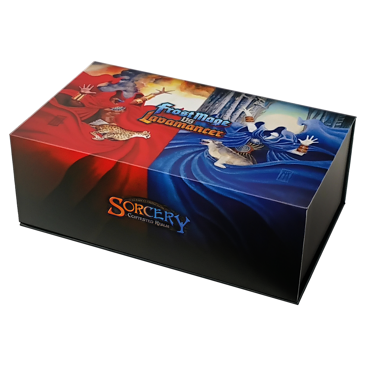 Sorcery TCG Frost Mage vs Lavamancer preconstructed deck box set showing Fire/Earth Lavamancer and Water/Air Frost Mage decks
