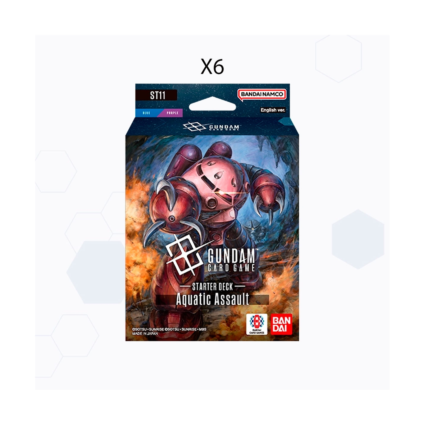 Bandai Gundam Card Game ST-11 Starter Deck Display box containing 6 English starter decks